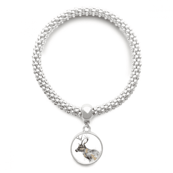 Reindeer Animal Artistic Effect Colourful Sliver Bracelet Pendant Jewelry Chain Adjustable Bangle