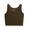 thumbnail image 2 of HOMBOM Crop Tops for Women Trendy Summer Army Green Modal Sleeveless Gym Solid Color Crew Neck Basic Shirts, 2 of 4
