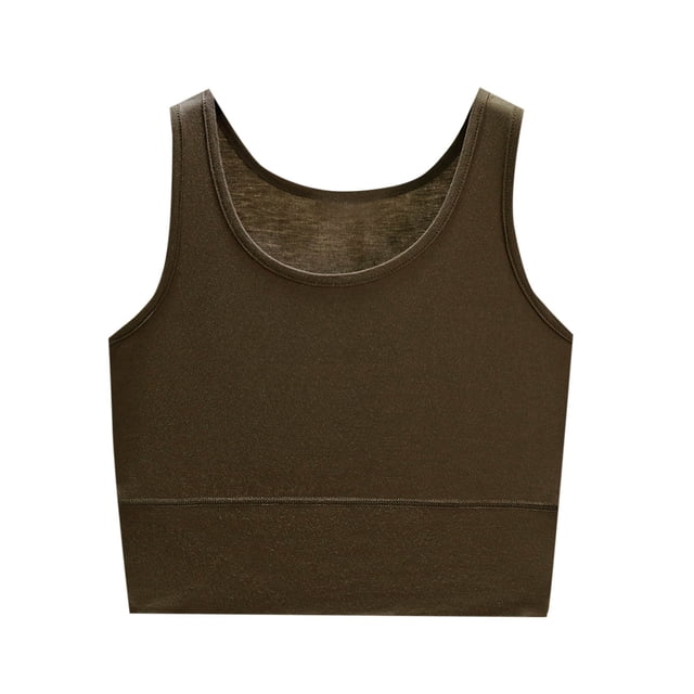 Swstbby Économies d'Été Liquidation! Hauts d'Été pour Femmes Grande Taille, Mode Décontractée d'Été pour Femmes Couleur Unie Débardeur Col Rond Vert Armée TG