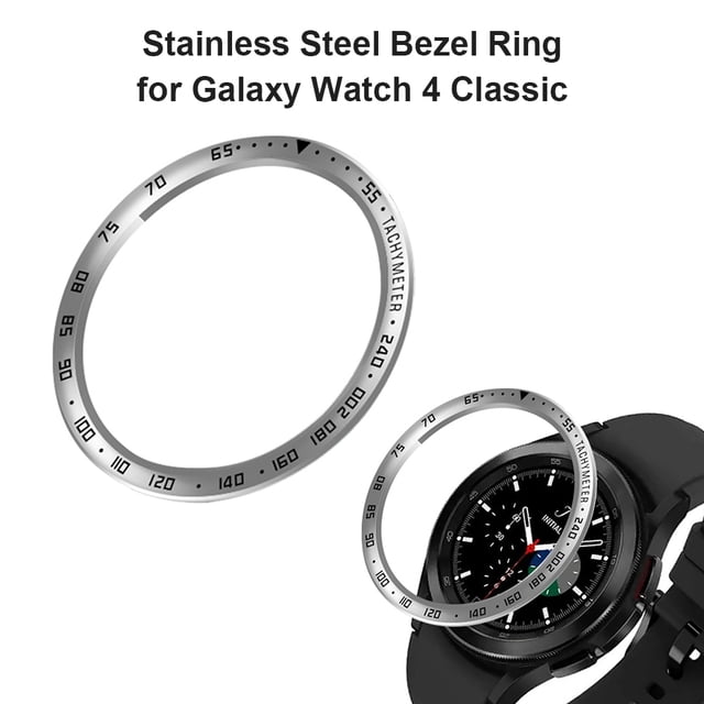 Anillo de parachoques de bisel para Samsung Galaxy Watch 4 Classic 46 mm (E Silver Black)