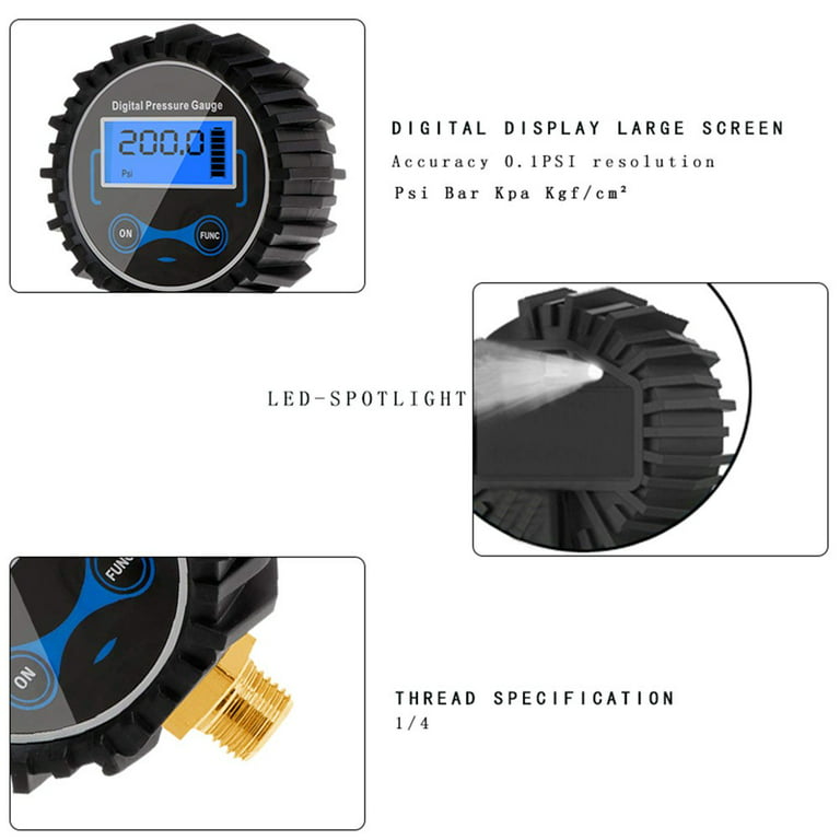 anna 200PSI Digital Tire Pressure Gauge LCD Manometer Pressure