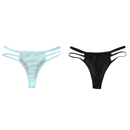 Lojoutye 2 Pack(Blue 1PCS & Black 1PCS) Multipack Breathable Briefs for Women Womens Underwear for Bikini Panties Soft Hipster Panty Ladies Briefs