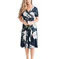 thumbnail image 1 of Fortune Robe d'Été Bohème à Fleurs pour Femme, Col en V, Ample, Ceinturée, Midi, 1 of 5