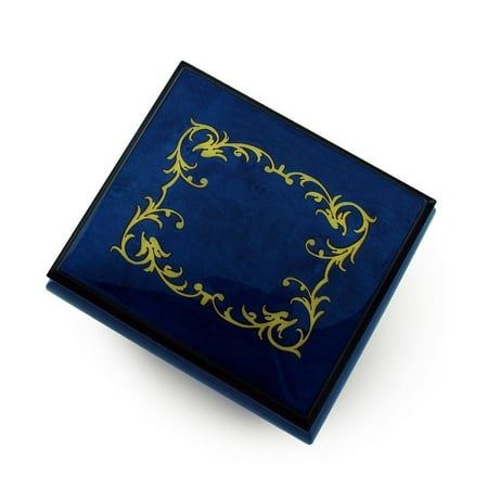 Classic Royal Blue Arabesque Wood Inlay Music Box - Under the Sea (The Little Mermaid) - SWISS