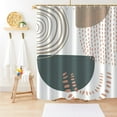 thumbnail image 2 of Boho Extra Long Shower Curtain, Mid Century Modern Minimalist Beige Neutral Machine Washable Waterproof Fabric for Bathroom Decor Bathtub with 12 Hooks 72Wx84H, 2 of 6