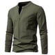 thumbnail image 1 of Blusas y camisas de manga larga con cuello en V para hombre, estilo casual, de color liso, de poliéster y algodón., 1 of 4