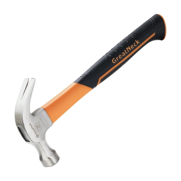 GreatNeck Fiberglass Curved Claw Steel Hammer with Fiberglass Handle, 16 oz