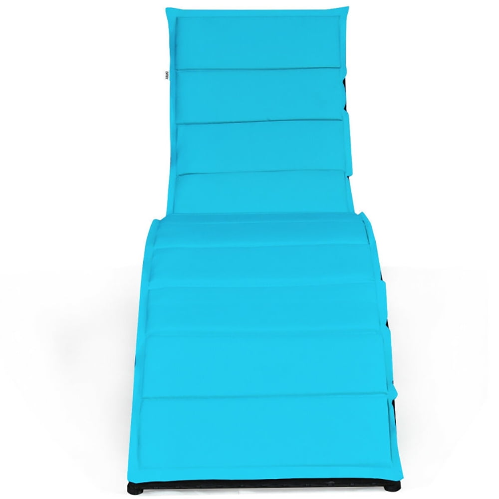 Aimee Lii Folding Patio Rattan Lounge Cushioned Portable Chair, Patio Loungers, Turquoise