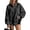 Black, variant on Women's Leopard Print Quarter Zip Mock Neck Fleece Pullover, Oversized Long Sleeve Fuzzy Sweatshirt, Casual Loose Fit Fall Winter Tops Gray S