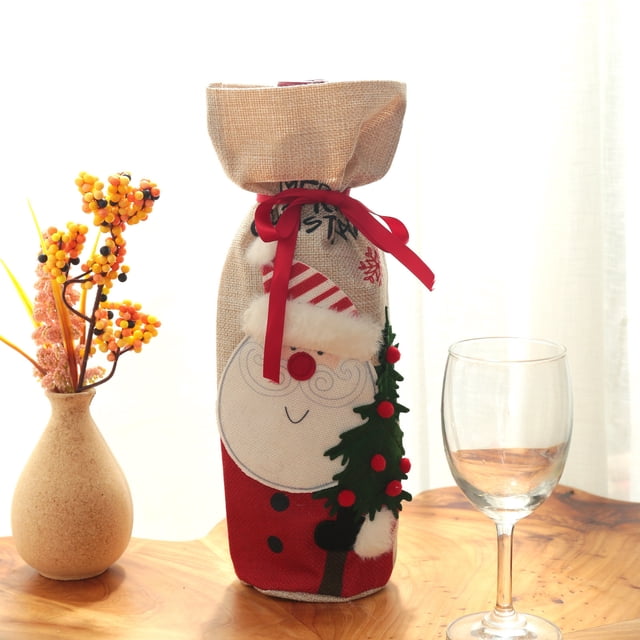 Fiudx Ofertas relámpago Decoración de mesa navideña Juego de botellas de vino para mesa navideña