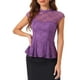 thumbnail image 1 of INSPIRAR CHIC Blusa sin mangas de encaje floral de ganchillo con cuello redondo y peplum para mujer Talla S Púrpura oscuro, 1 of 6