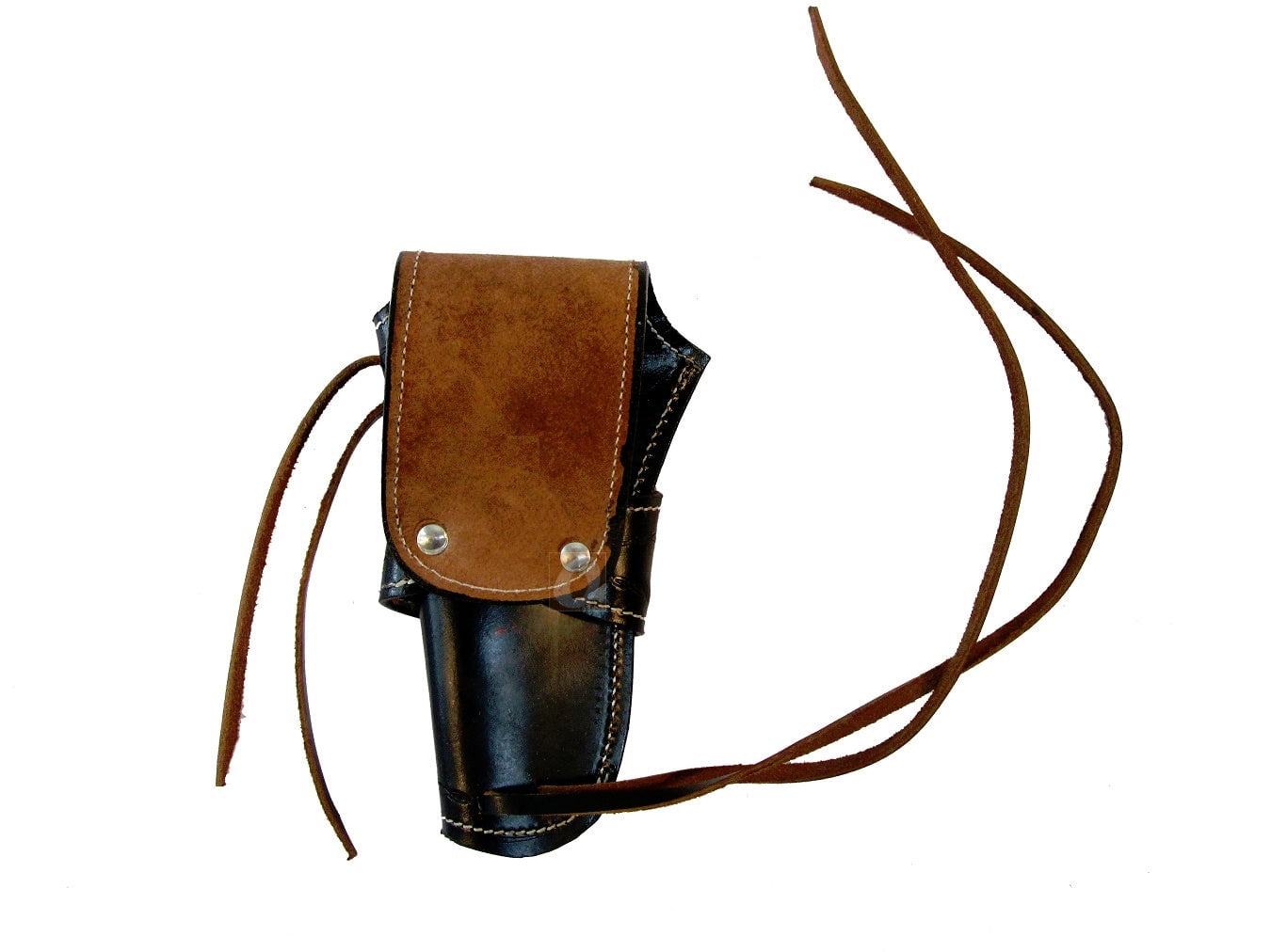 Leather Holster Long Barrel Revolver Pistol Fit Barbed Tooled Black - Right Hand