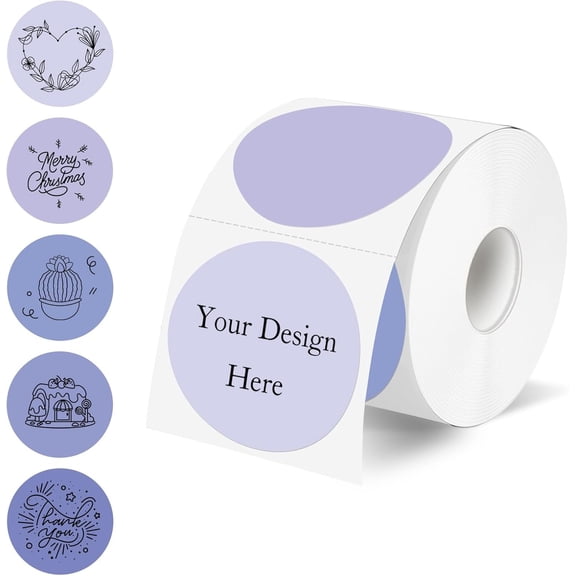 2 Inch Round Thermal Label Stickers, Circle Thermal Stickers Labels, Direct Thermals Printer Label for Logo Design-300 Sheets/1 Roll