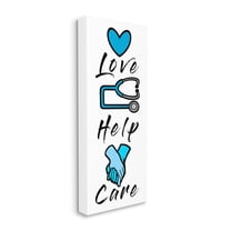Stupell Industries Healthcare Phrases Love Help Care Blue Illustrations Canvas Wall Art by Marcus Prime
