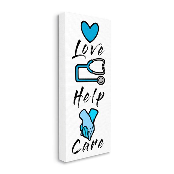 Stupell Industries Healthcare Phrases Love Help Care Blue Illustrations Canvas Wall Art by Marcus Prime