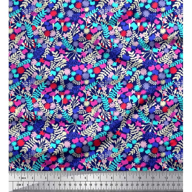 Soimoi Cotton Poplin Fabric Leaves & Floral Artistic Fabric Prints by Yard 42 Inch Wide