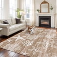 thumbnail image 2 of Brown Coastal Area Rugs 8'x10', Washable Small Throw Rugs for Living Room Patio, Summer Beach Nautical Starfish Coral Vintage Indoor Outdoor Rug Non-Slip Low Pile Carpet Runner Reversible Floor Mats, 2 of 8