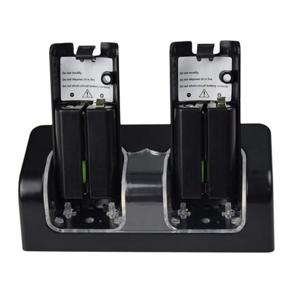 Daily Mix Store Chargeur de Batterie à Distance pour Wii, Station de Charge Double avec Deux Batteries Rechargeables à Capacité Augmentée, Léger, Faible Encombrement, Facile à Ranger, en Matériau ABS