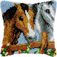 thumbnail image 1 of Kit de Gancho de Almohada para Cubierta de Cojín (43x43cm Lienzo Impreso) | 2 Caballos, 1 of 4