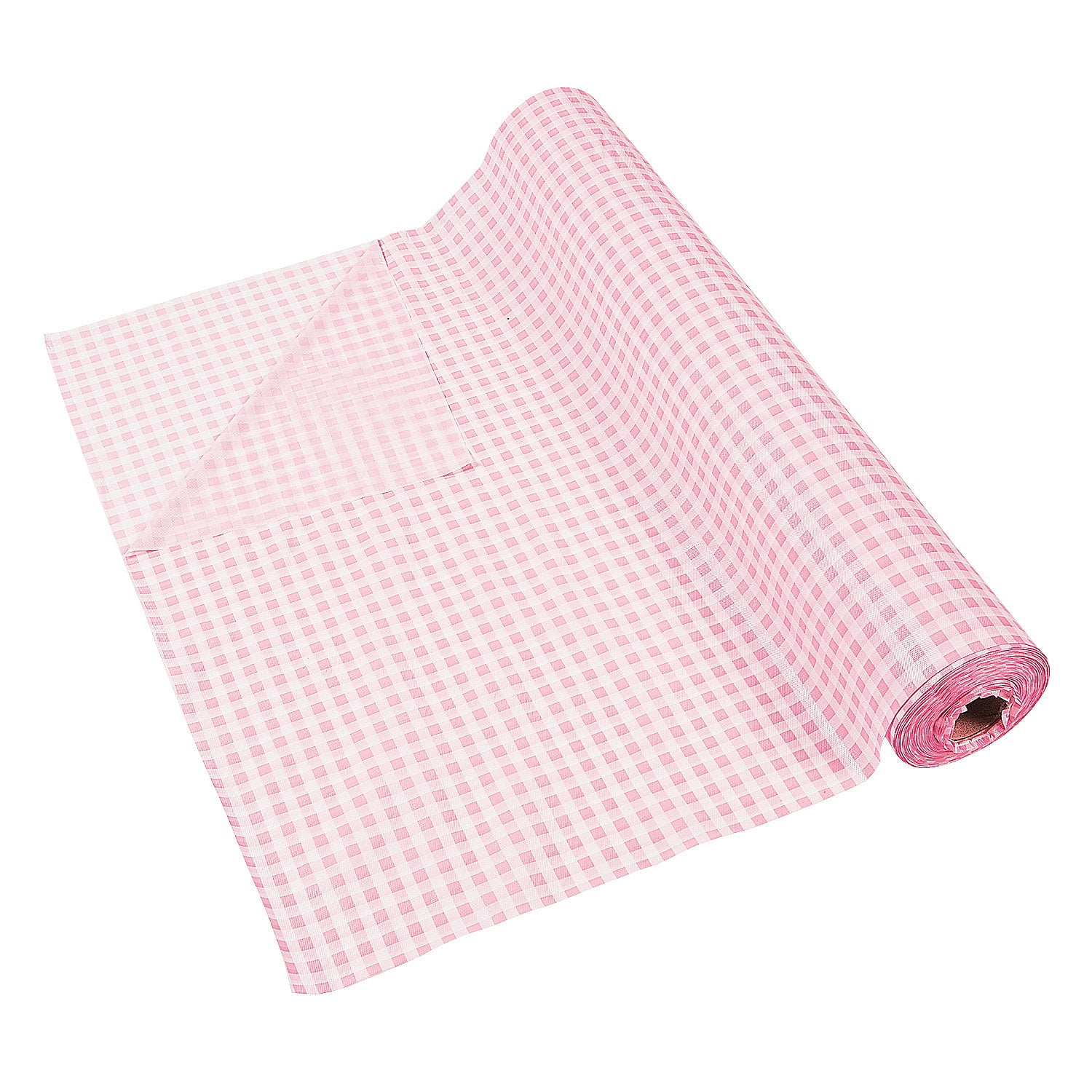 Lt Pink Gingham Tablecloth Roll Party Supplies 1 Piece