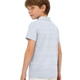 thumbnail image 4 of Dwellite Boys' Polo Shirt Striped Short Sleeve Summer Active Casual Collared for Kids Golf Shirts Back to School 2026 Blue 110, 4 of 6