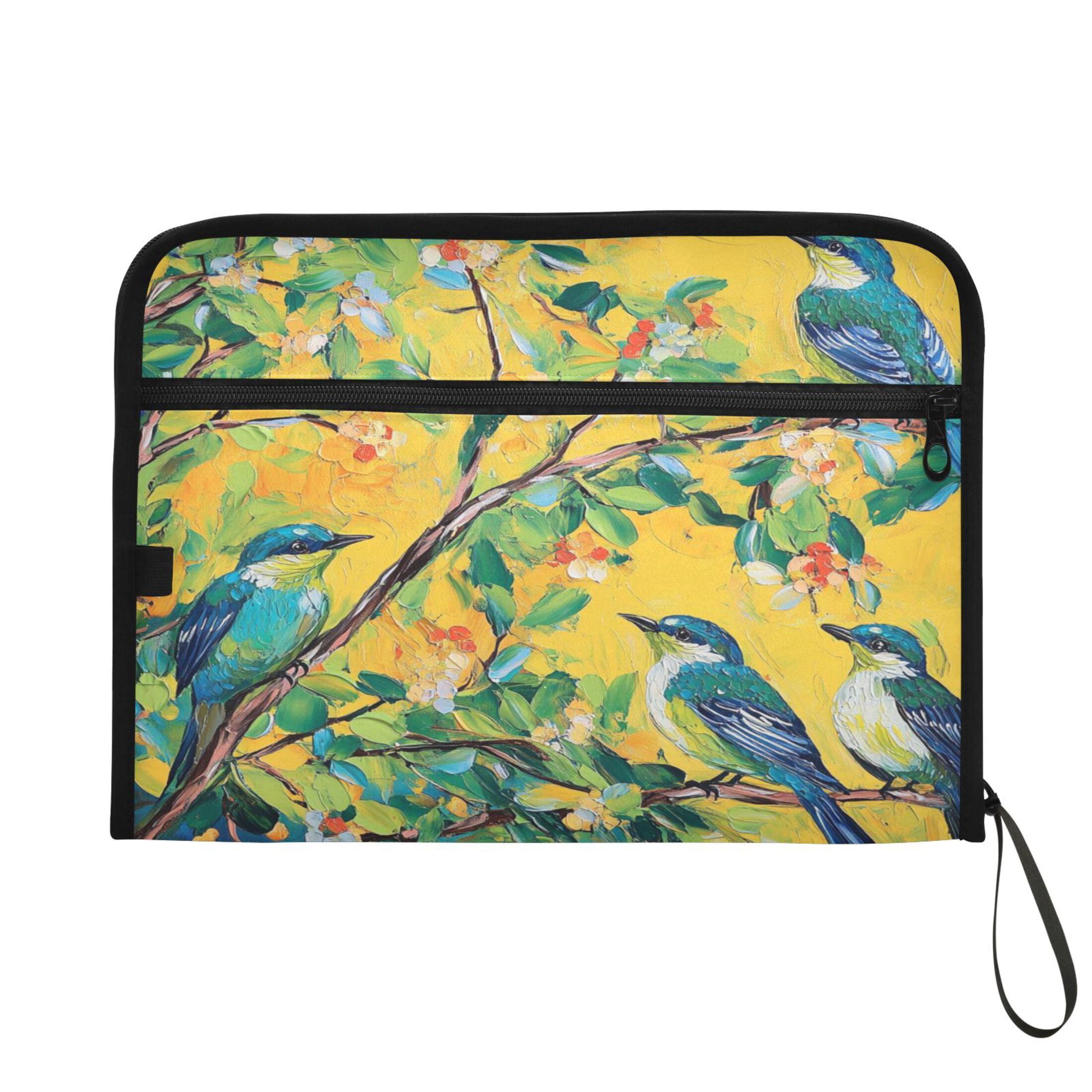 WOBOGO Blue Sparrow Expanding File Folder Letter Size Accordion Filing Organizer 13 Pocket Separate Organ Pocket