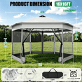 thumbnail image 4 of COBIZI 16' x 16' Pop-Up Gazebo Canopy Tent with Netting, Adjustable Height Outdoor Patio Shelter with Vented Top, 256 Sq. Ft. Shade for Backyard, Garden, Party, Silver, 4 of 9