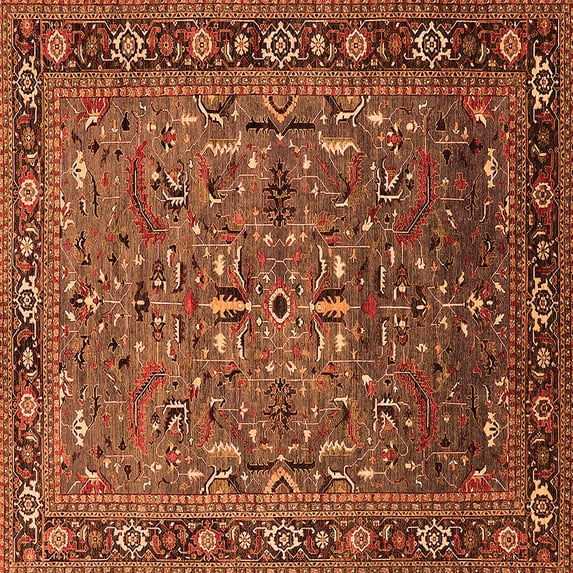 Ahgly Company Indoor Square Oriental Orange Traditional Area Rugs, 8' Square