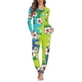 thumbnail image 1 of Renewold Women's Pajama Set Long Sleeve Sleepwear Ladies Soft Cozy Up Pjs Bohemian Morning Glory Print Lounge Set Casual Outdoor Jogger Sweatpants Size 4XL, 1 of 5