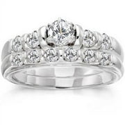 1 Carat Diamond 14kt White Gold Bridal Set -- Stargazer