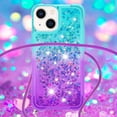 thumbnail image 4 of Funda para iPhone 13 Brillantina Líquida Divertida Reluciente y con Cristales en Movimiento Cuerpo Cruzado con Cordón Ajustable, 4 of 5