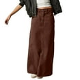 thumbnail image 2 of Mohiass Women Trendy Denim Maxi Skirt High Waist A-Line Frayed Hem Loose Long Jean Skirt Coffee L, 2 of 6