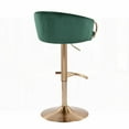thumbnail image 5 of Modern Glam 2-Piece Gold Steel Bar Stools with Green Velvet - Rounded T Footrest, 5 of 5