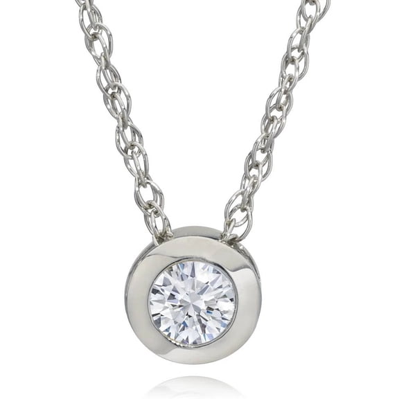 Pompeii 1/4Ct Diamond Solitaire Pendant Women's 14k White Gold Bezel Pendant Lab Grown