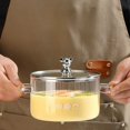 thumbnail image 4 of Cacerola de vidrio de silicio de boro con alto contenido de vidrio para cocinar sopa, olla pequeña transparente para sopa con tapa, utensilios de cocina de doble oreja, 4 of 5