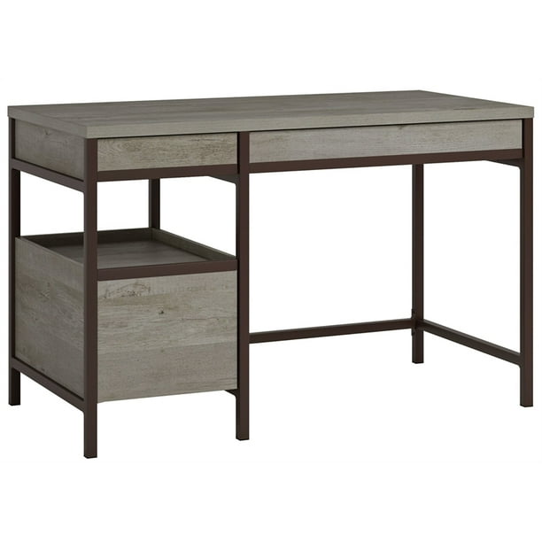 Sauder Manhattan Gate Engineered Wood Pedestal Desk in Mystic Oak
