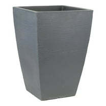 Tusco TUSMSQT23SL 23 in. Modern Tall Square Planter, Slate