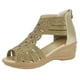 thumbnail image 2 of Zapatos de verano para mujer Sandalias planas informales con boca de pez ahuecadas y tacones de cuña con cremallera para mujer Wmkox8yii nm9848, 2 of 8