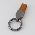 thumbnail image 1 of Llavero de piel de vaca esmerilada con colgante de metal para coche, llavero de cuero de color liso, 1 of 6