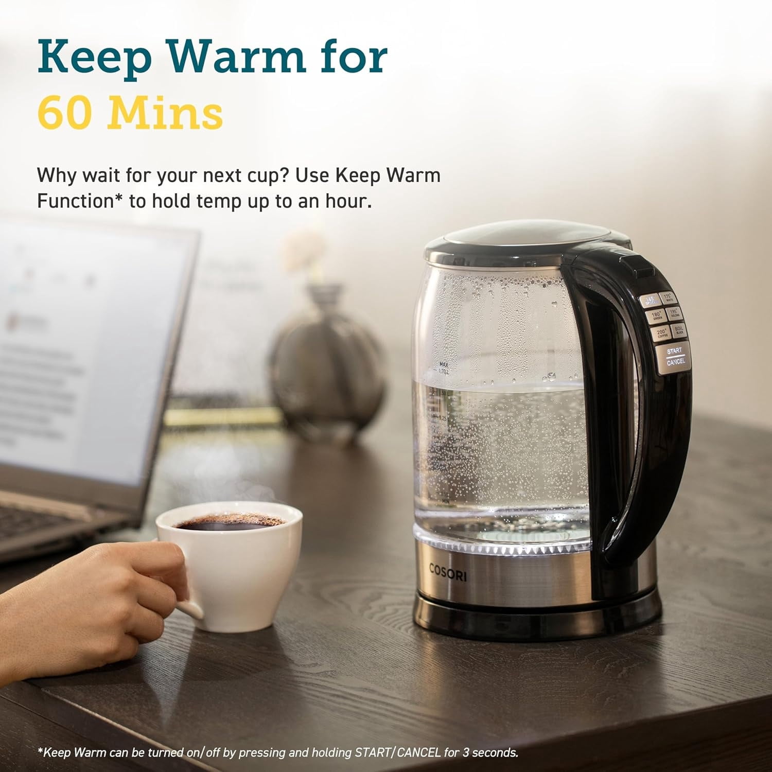 Electric Kettle Temperature Control with 6 Presets, 60min Keep Warm 1.7L Electric Tea Kettle & Hot Water Boiler, 304 Stainless Steel Filter, Auto-Off & Boil-Dry Protection