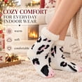 thumbnail image 2 of Fuzzy Slipper Socks for Women, PUTUO Warm Non Slip Grip Socks Sherpa-Lined Thick Cozy Fluffy Mid Calf Winter Home Socks, Cow Pattern, 2 of 6
