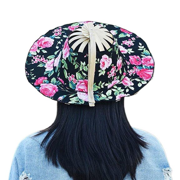 Hand Woven Bamboo Sun Hat Foldable Breathable UV Protection Cap for Women