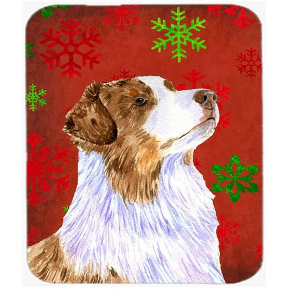 Australian Shepherd Snowflakes Christmas Mouse Pad, Hot Pad Or Trivet - 7.75 x 9.25 In.