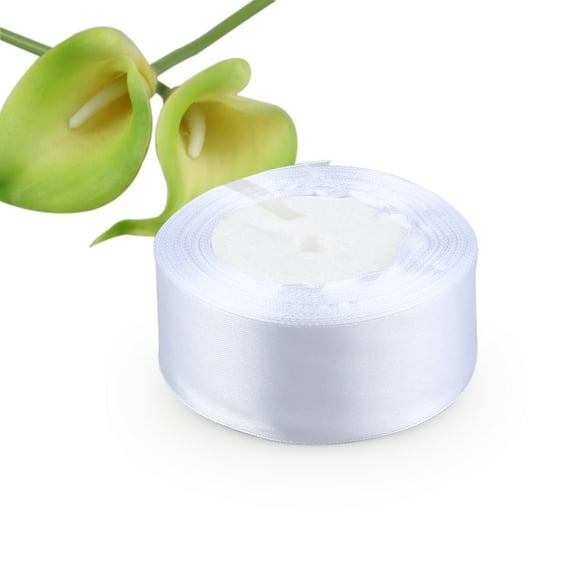 WORGEOUS 4cm* 25m Solid Grosgrain Ribbon Gift Ribbon Curling Ribbon (White)