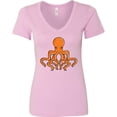 thumbnail image 3 of Inktastic Orange Octopus Women's V-Neck T-Shirt, 3 of 5