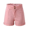 thumbnail image 5 of Shorts for Women 2026 Summer Cotton Linen Elastic High Waist Wide Straight Leg Roll Up Casual Shorts with Pockets, 5 of 8