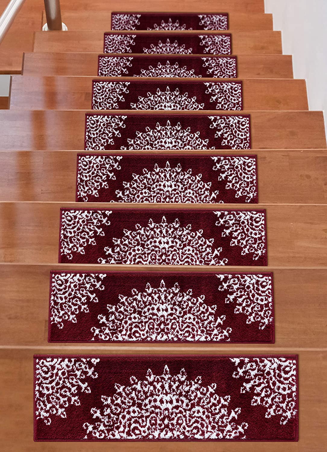 Beverly Rug Indoor Non Slip Carpet Stair Treads w/ Installed Tape 9"x28
