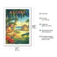 thumbnail image 2 of Aloha - Hawaii - Hula Dancer with Ukulele - Vintage Hawaiian Travel Poster by Kerne Erickson - Fine Art Rolled Canvas Print 27in x 40in, 2 of 4