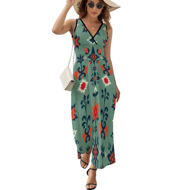 Bohemian Pattern Vestido Sin Mangas Vestidos Para Mujer, Vestido Suelto De Verano 2025