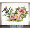 Watercolor Curtains 2 Panels Set, Wild Exotic Birds Roses Spring Season Flowers Leaves Buds Painting Artwork Image, Window Drapes for Living Room Bedroom, 108W X 90L Inches, Multicolor, by Ambesonne